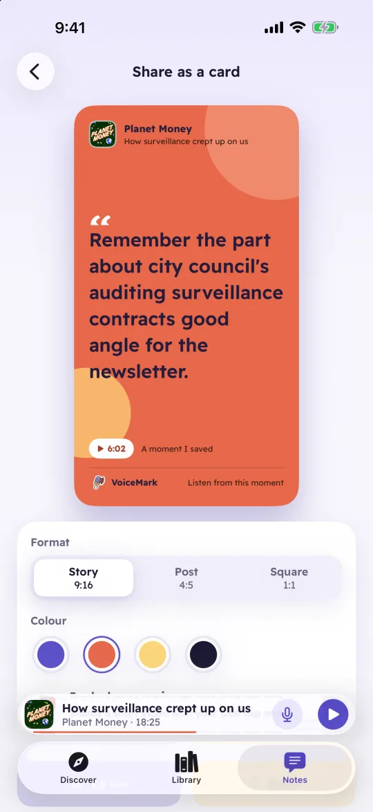 Turn a note into a card